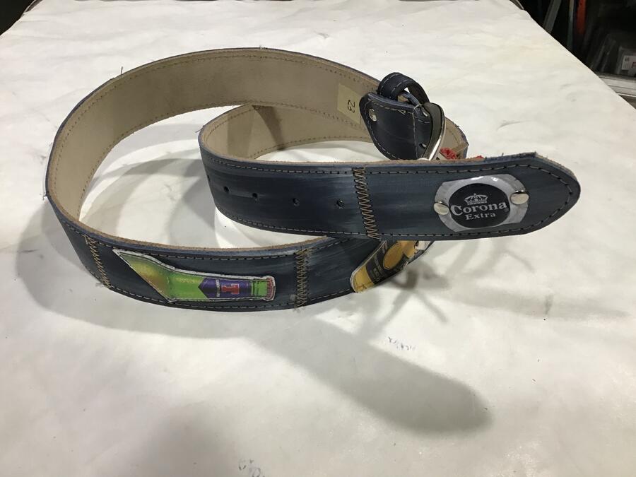 Cintura pelle Tappo Bottiglia in punta