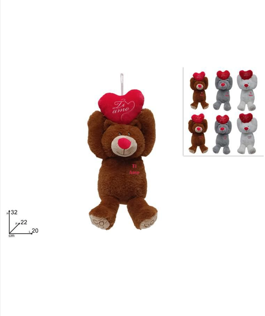 PELUCHE ORSO CON CUORE mis.32x22x20 cm