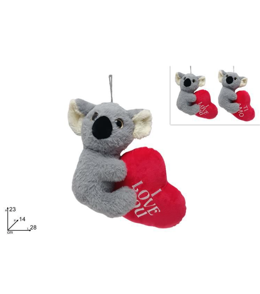 PELUCHE KOALA CON CUORE mis.23x14x28
