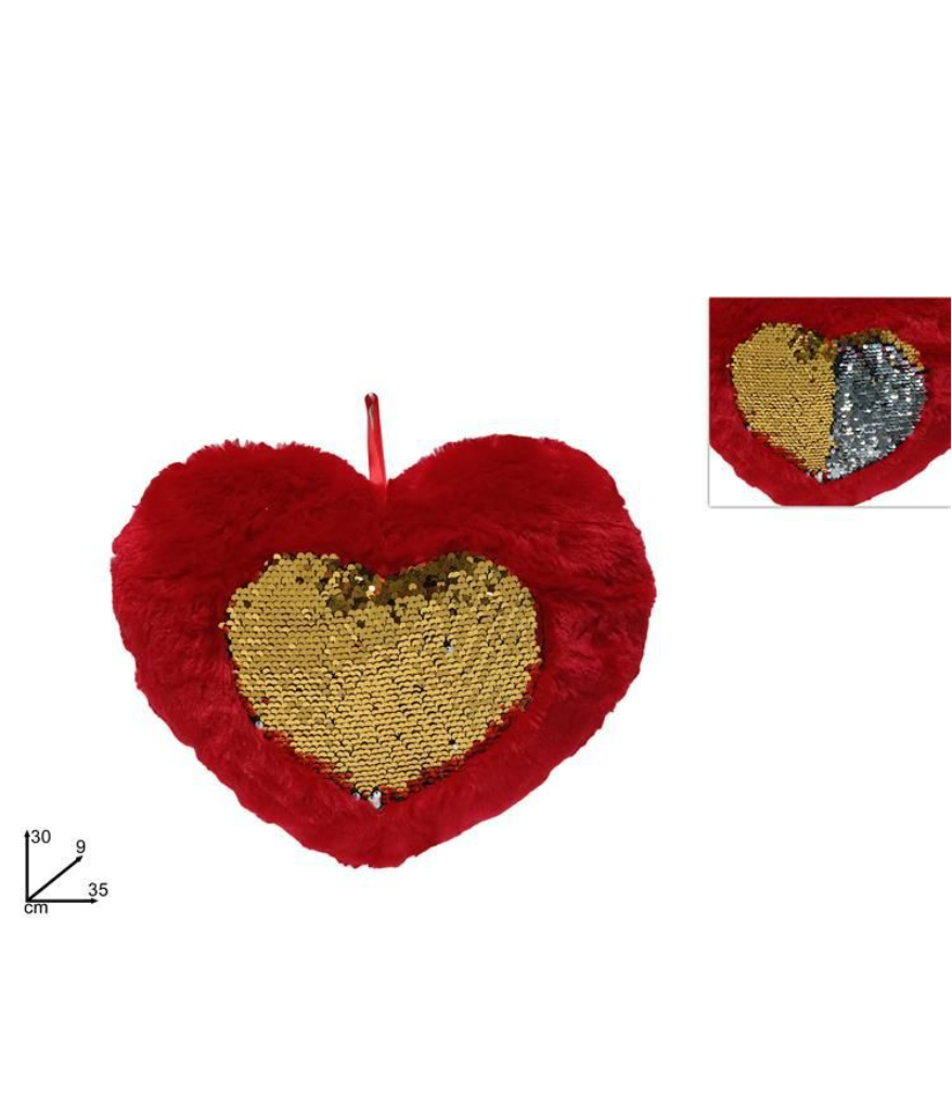 PELUCHE CUORE CON PEILLETES BICOLORE mis.30x9x35 cm