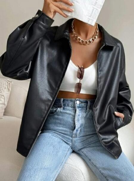 Giubbino ecopelle spalla cadente vari colori taglia SM-ML