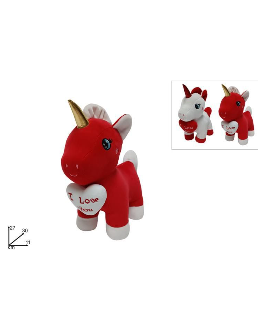 PELUCHE UNICORNO CON CUORE mis.27x30x11 cm