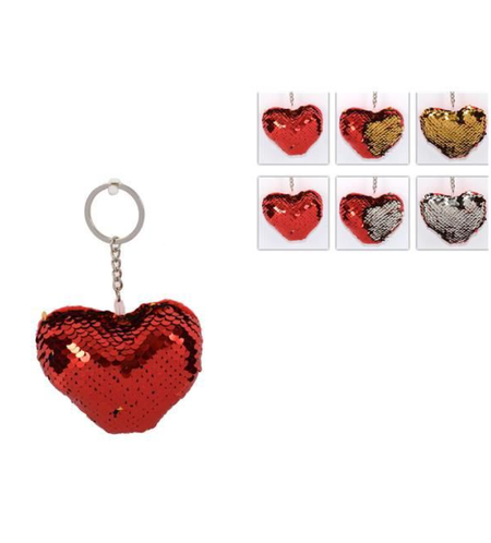 PORTACHIAVI CUORE PAILETTES BICOLORE mis.7,5 cm
  [Conf.da 12 pezzi]