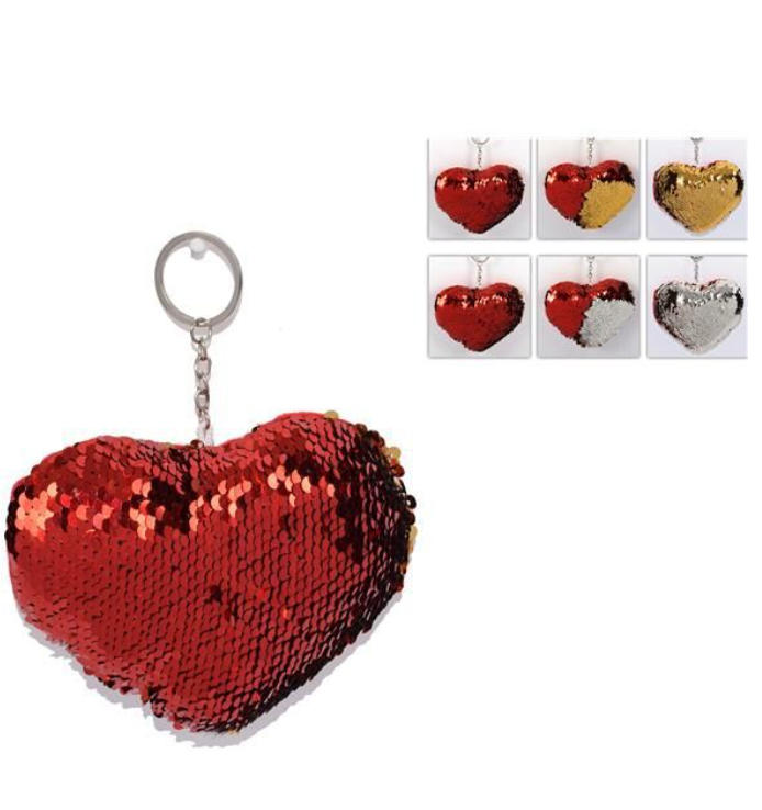 PORTACHIAVI CUORE PAILETTES BICOLORE mis.15 cm