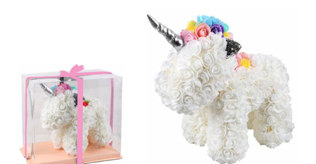UNICORNO ROSE BIANCHE mis.40 cm
 [Conf.da 2 pezzi]