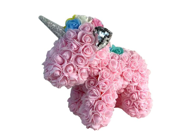 UNICORNO ROSE ROSA CHIARO mis.30 cm