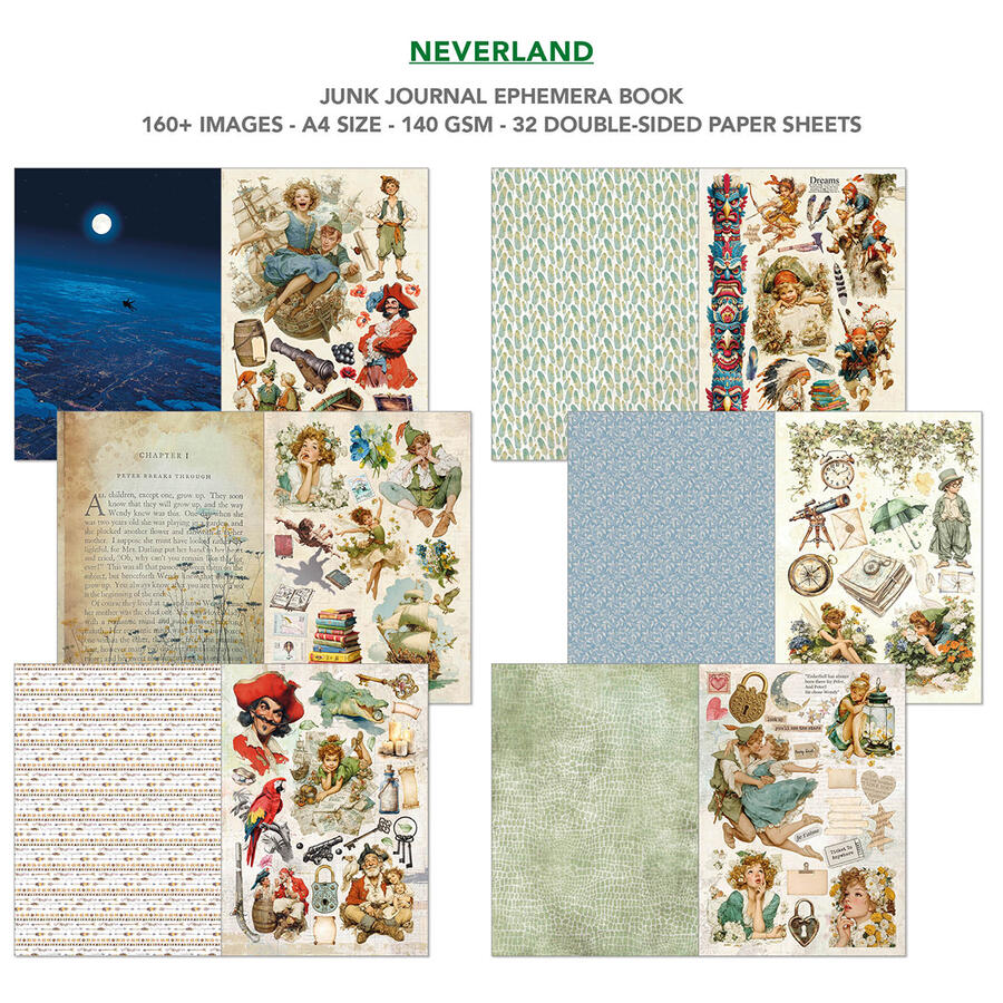  Junk Journal Ephemera Book Neverland