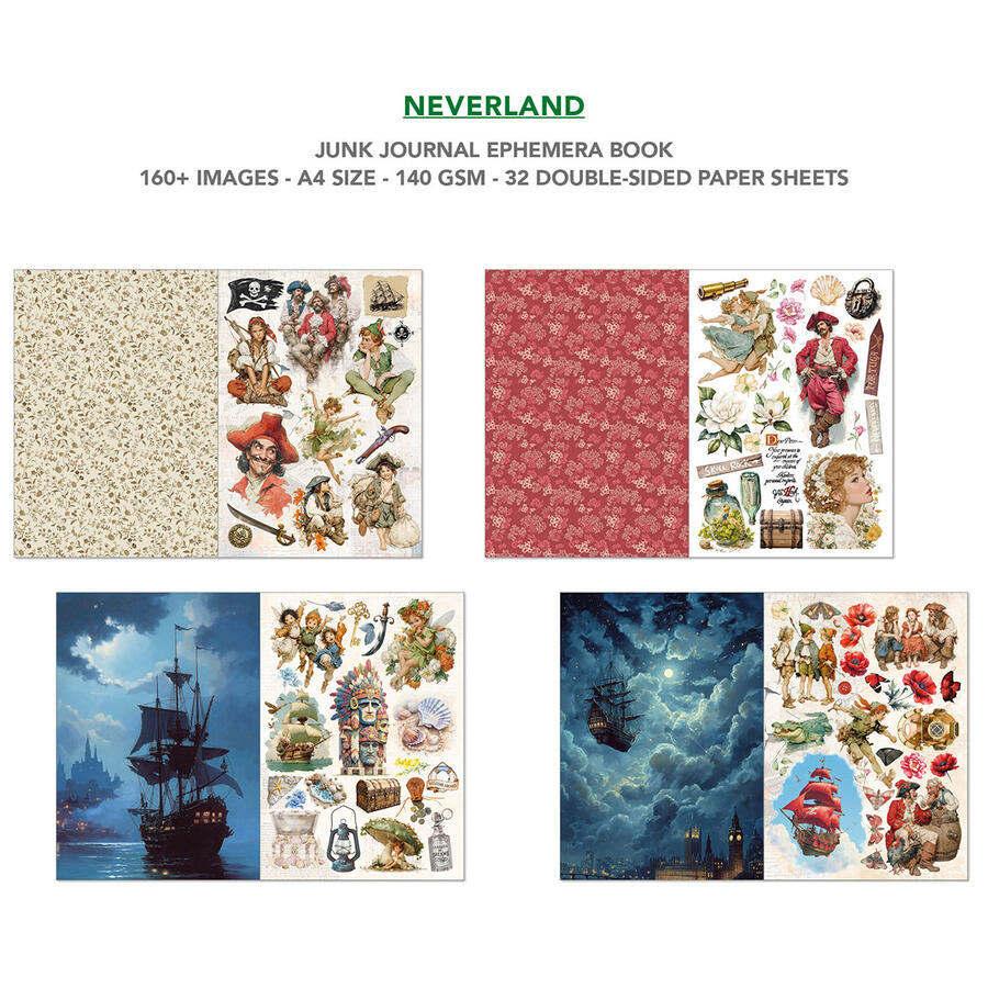  Junk Journal Ephemera Book Neverland