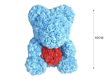 ORSETTO ROSE AZZURRO CON CUORE  mis.35x25x28 cm
  [Conf.da 2 pezzi]