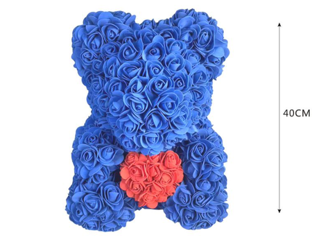 ORSETTO ROSE BLU CON CUORE  mis.35x25x27 cm
   [Conf.da 2 pezzi]