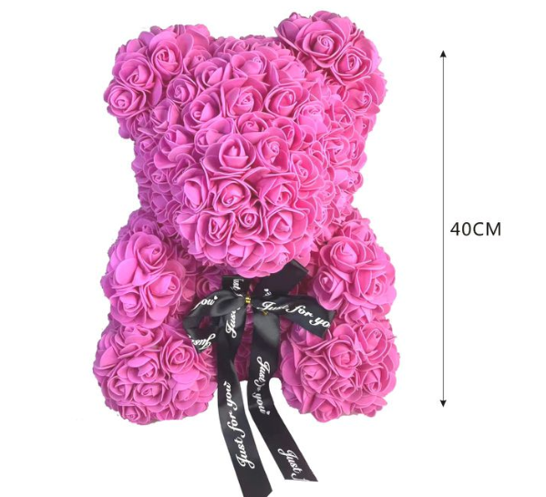 ORSETTO ROSE FUCSIA CON FIOCCO  mis.35x25x27 cm