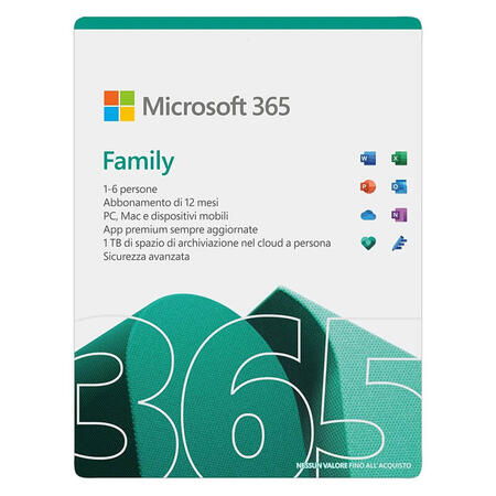 Microsoft 365 Family - Fino a 6 Utenti - 1 Anno - Include Copilot AI e 6TB OneDrive