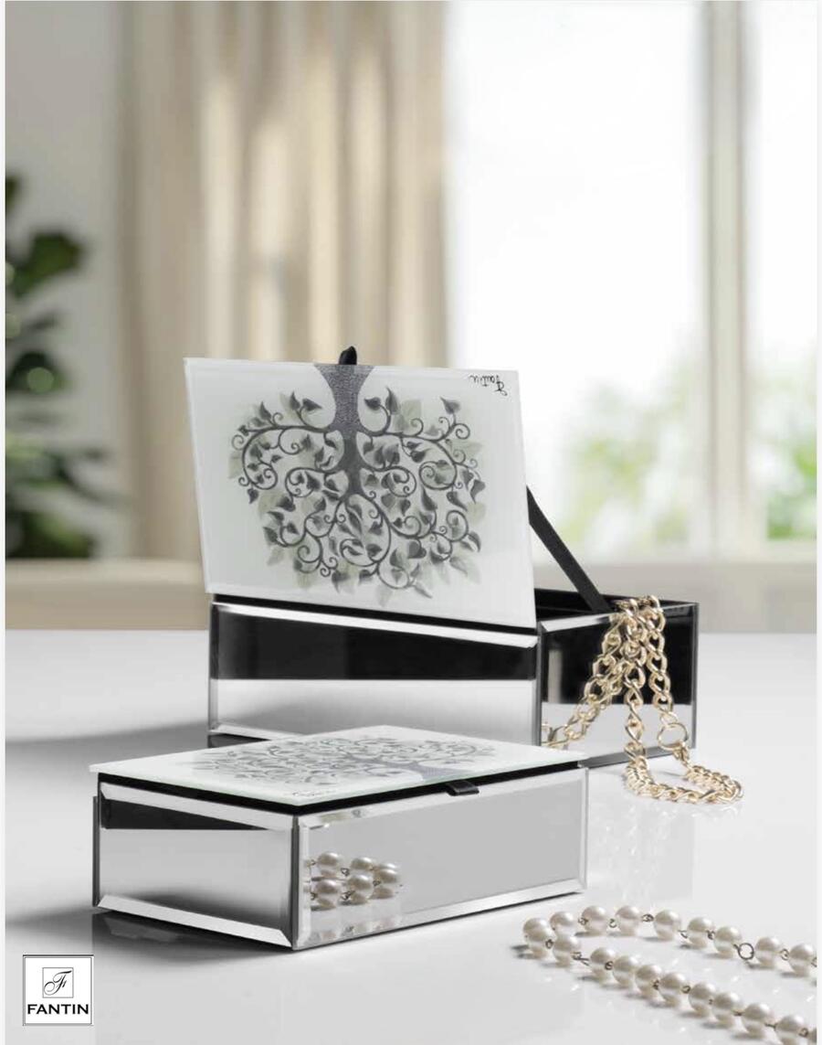 Fantin Argenti - Cofanetto Portagioie in vetro Albero della Vita 20x12xh8