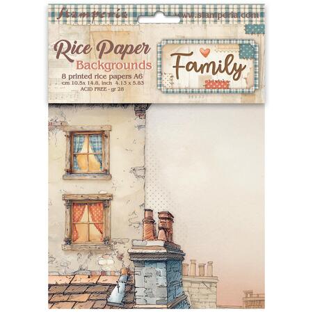 Selezione 8 Carta di riso Fto A6 Backgrounds Family