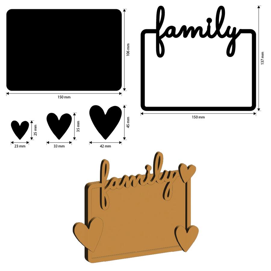 Crafty Shapes Family Targhetta Family con cuore