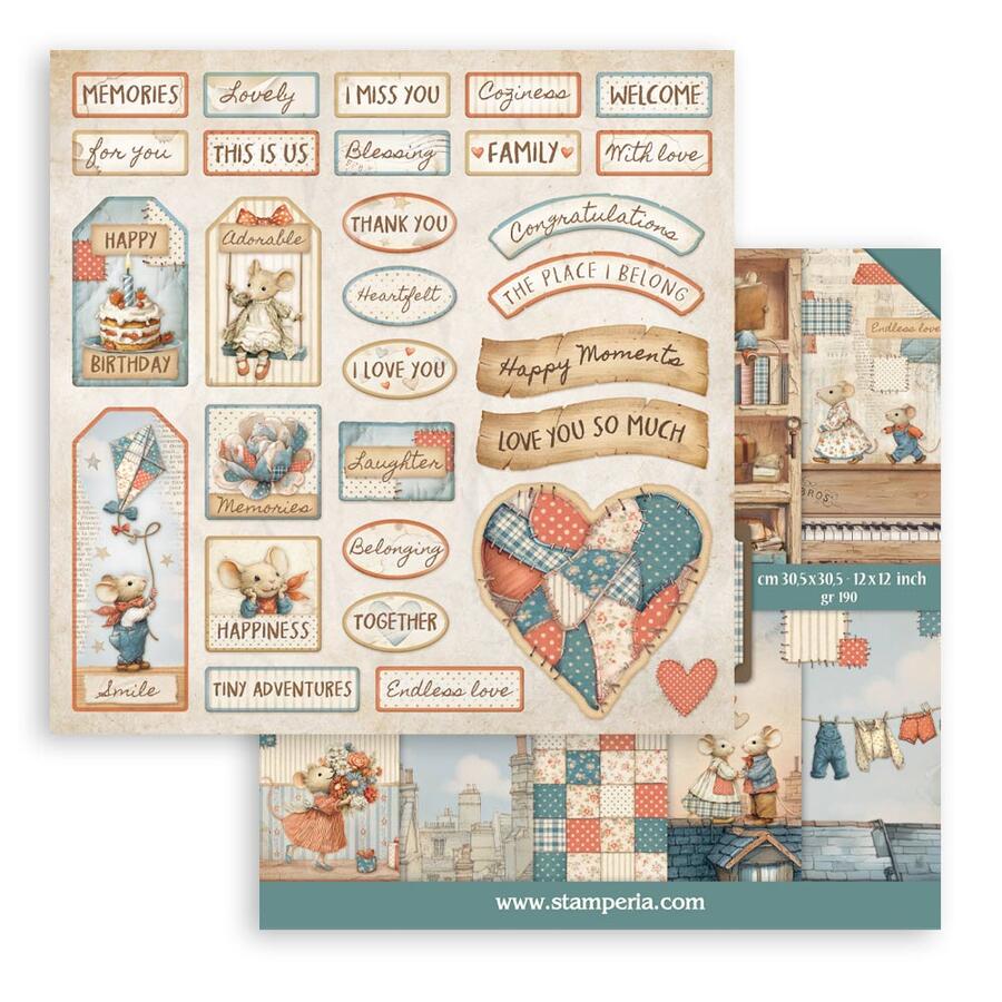 Blocco 10 fogli 30,5 x 30,5 Double Face Family