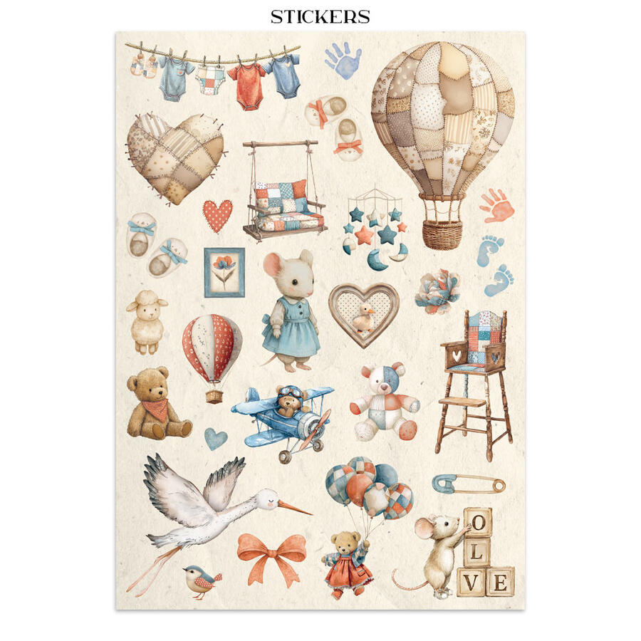 Junk Journal stickers, cut-outs, backgrounds Baby