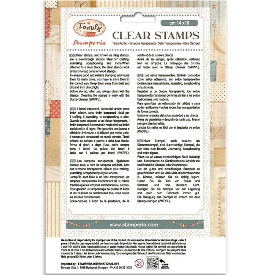 Timbro acrilico cm 14 x 18 Family Cuori