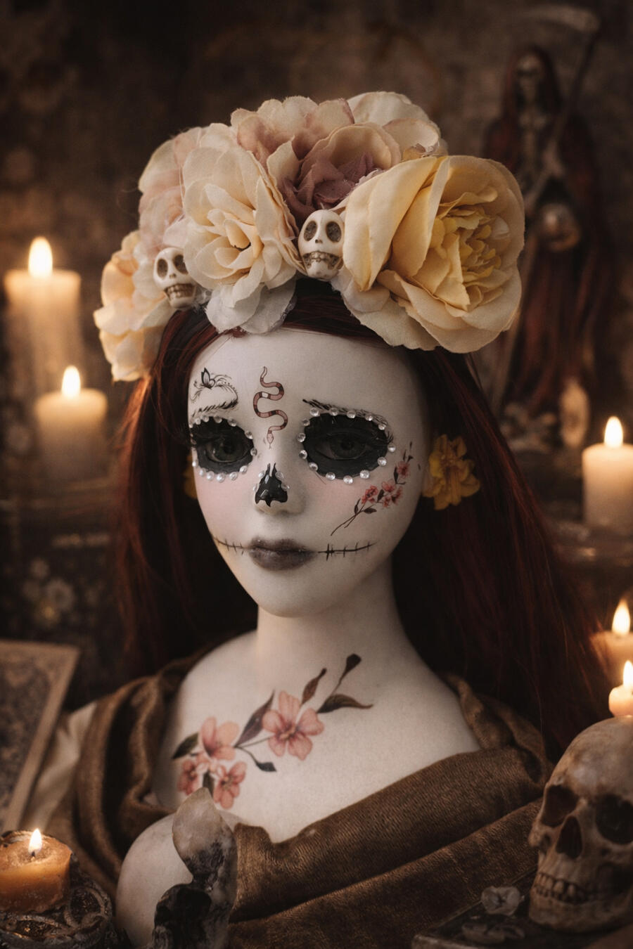 Belanna Santa Muerte pezzo unico in porcellana 