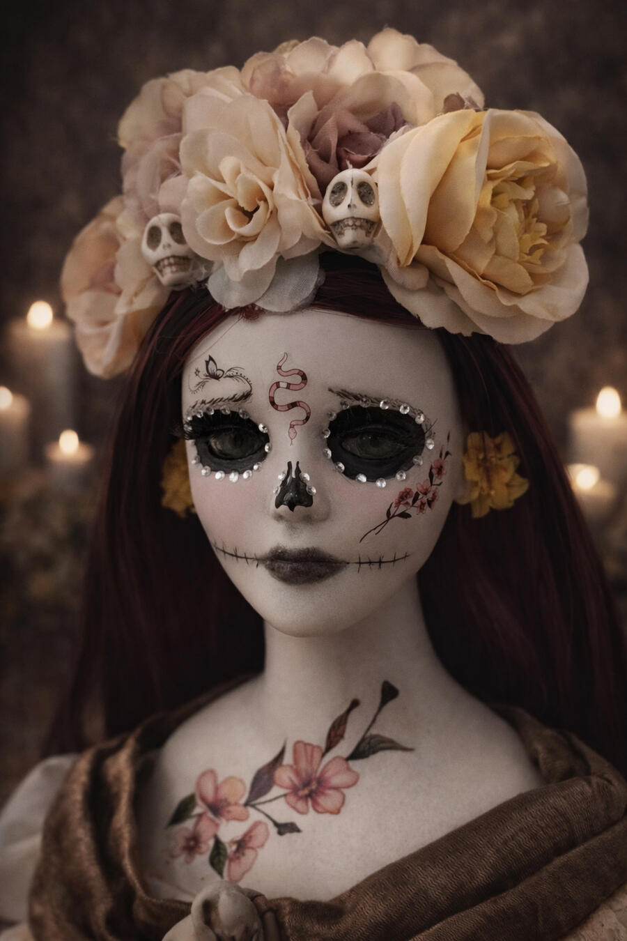 Belanna Santa Muerte pezzo unico in porcellana 