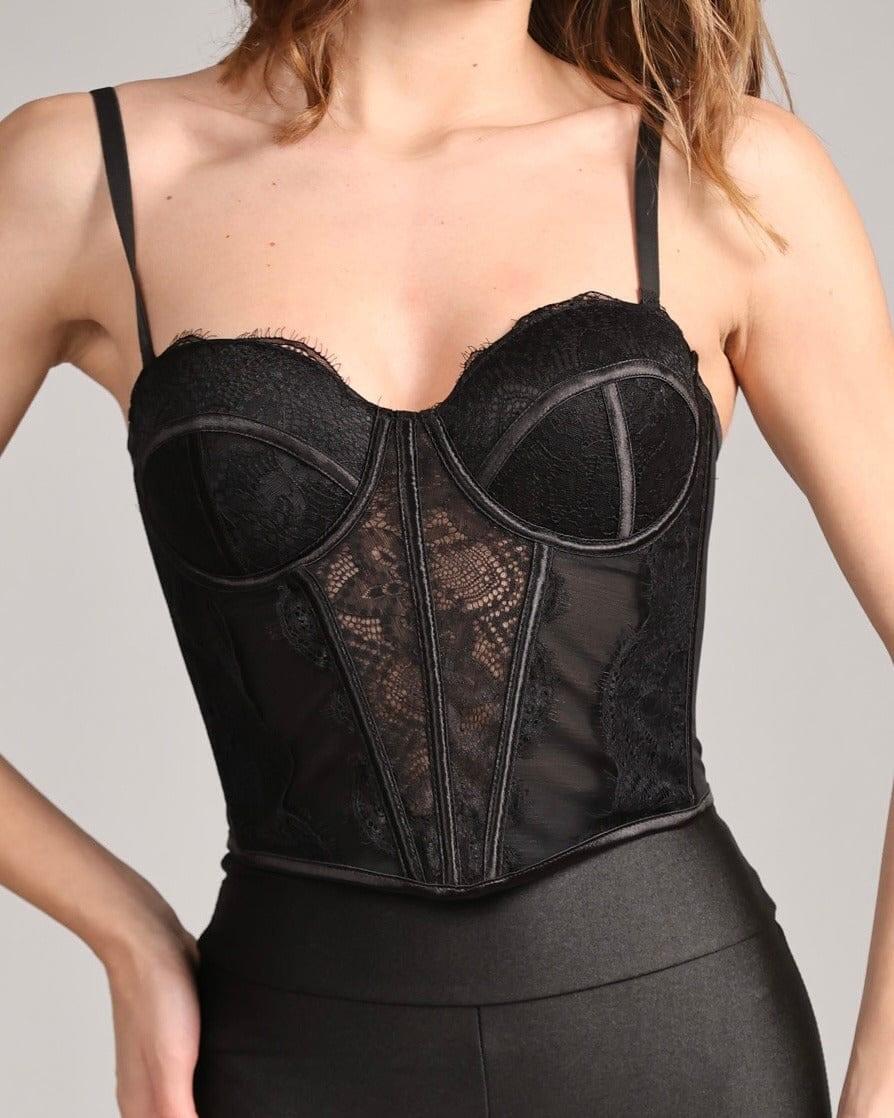 Top-Corpetto in pizzo con coppe a bretelle taglia unica