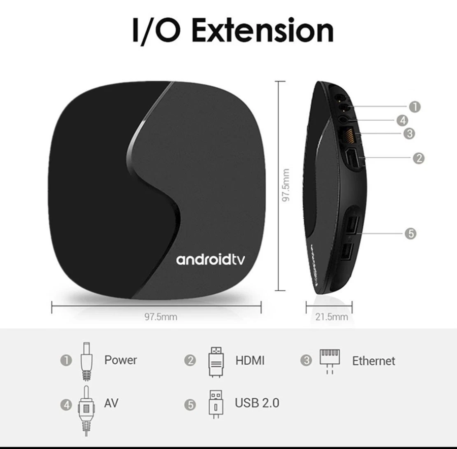 SMART TV BOX 10K WIFI 5G ANDROID 15 CON1 HDMI 2 USB E 8GB DI RAM E 128GB DI ROM