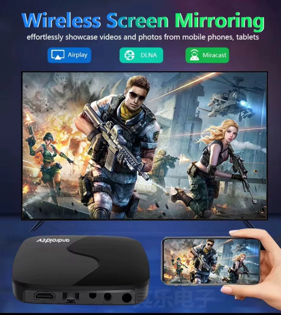 SMART TV BOX 10K WIFI 5G ANDROID 15 CON1 HDMI 2 USB E 8GB DI RAM E 128GB DI ROM