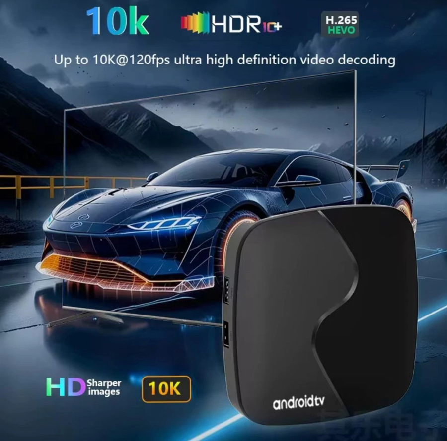 SMART TV BOX 10K WIFI 5G ANDROID 15 CON1 HDMI 2 USB E 8GB DI RAM E 128GB DI ROM