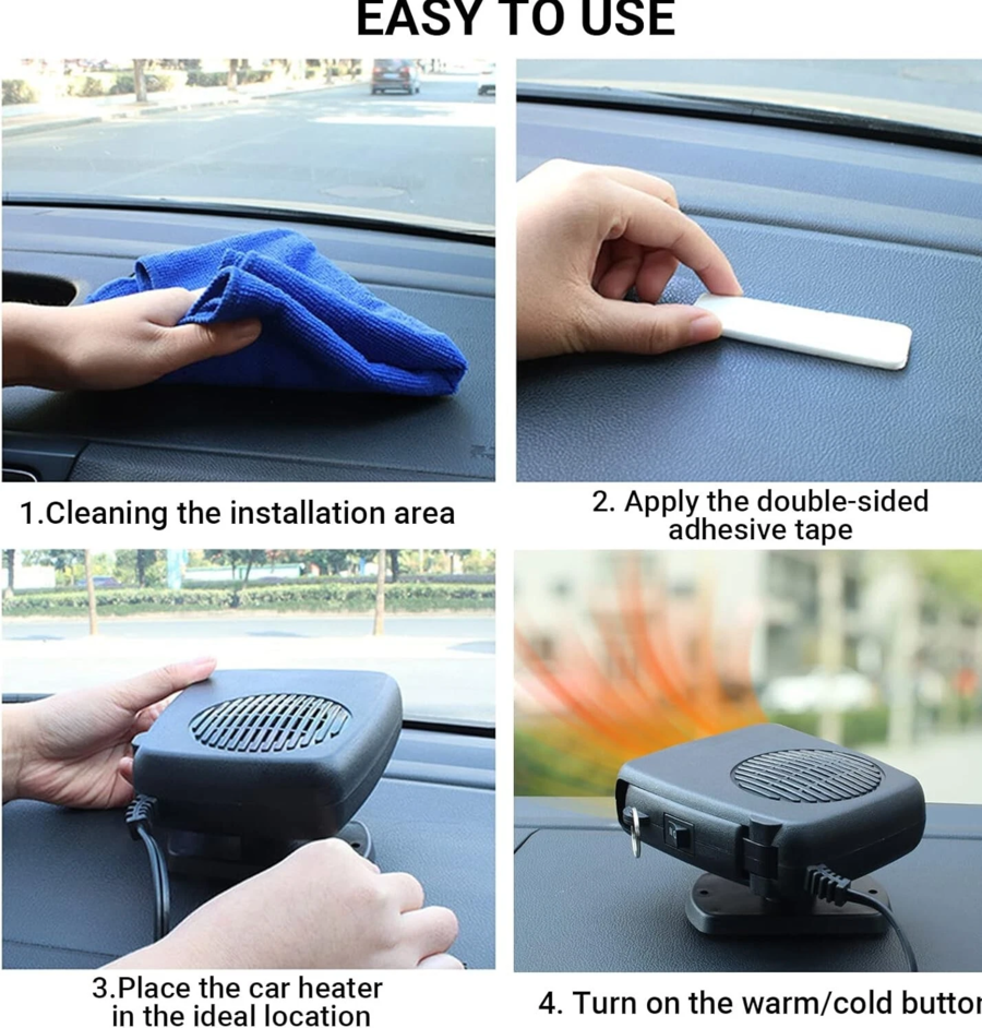 Sbrinatore Auto Scaldino 12V Stufa Furgone 200W Riscaldatore Termoventilatore