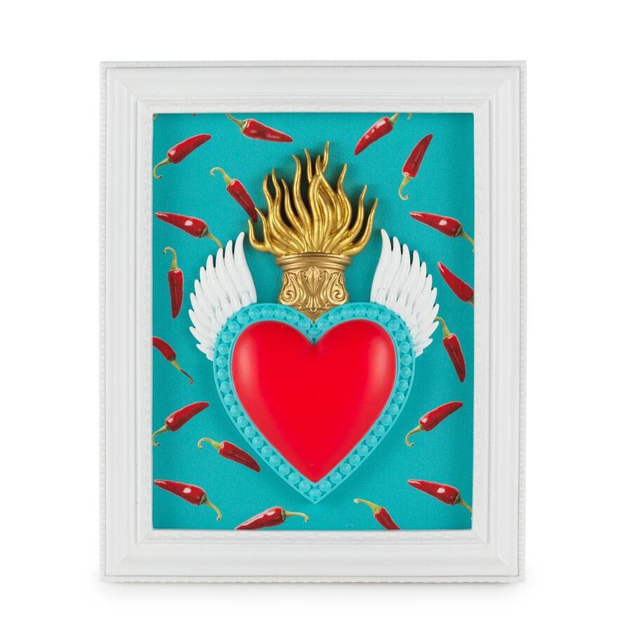 Henriette - Cornice Rettangolare “Ton Cœur” con Cuore e Peperoncini – 22×18 cm