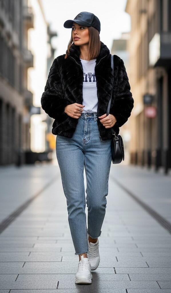 Giubbino pelliccia ecologica morbida taglie dalla S alla XL