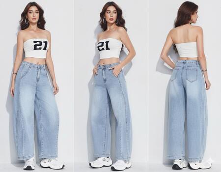 Jeans balloon chiaro modello largo taglie dalla XS alla XL