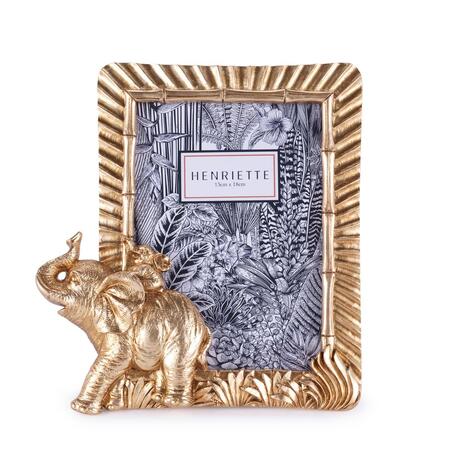 Henriette - Cornice Elefanti Oro – 21×22 cm (foto 13×18) – Jungle