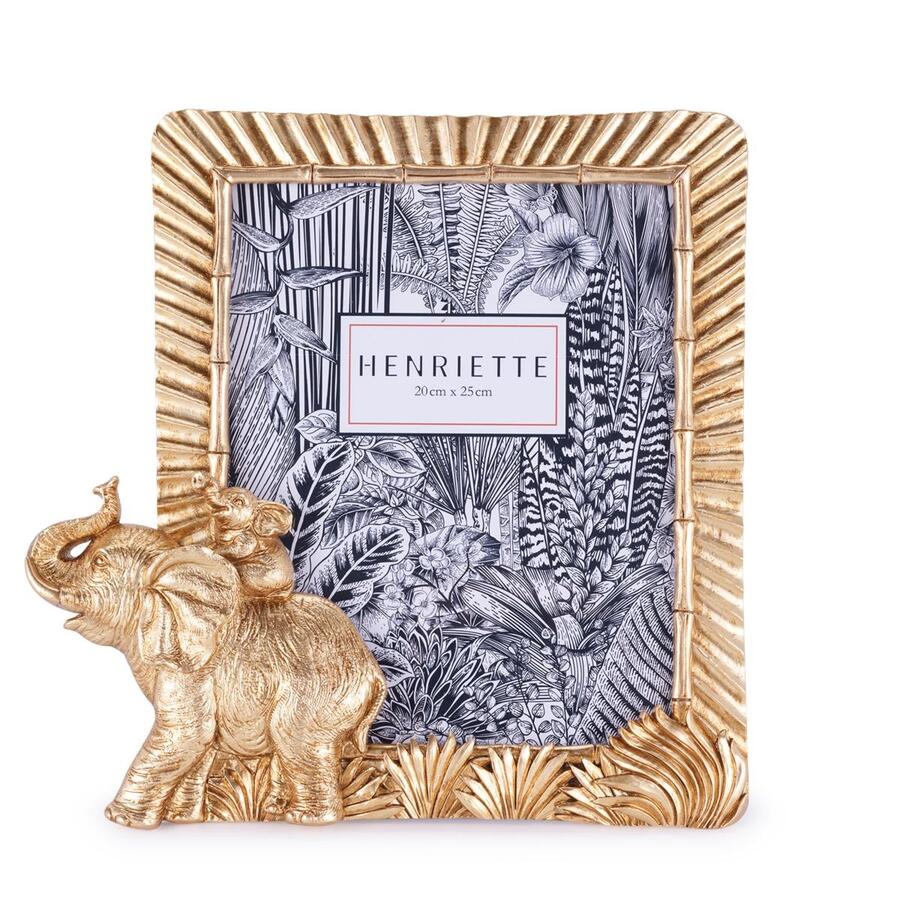 Henriette - Cornice Elefanti Oro – 31,5×31 cm (foto 20×25) – Jungle