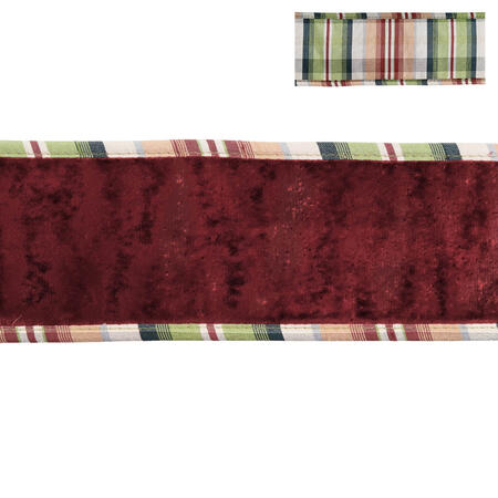Goodwill - Nastro Velluto Tartan con Bordi – Rosso/Bordeaux/Verde – 6,4 cm x 9,14 m