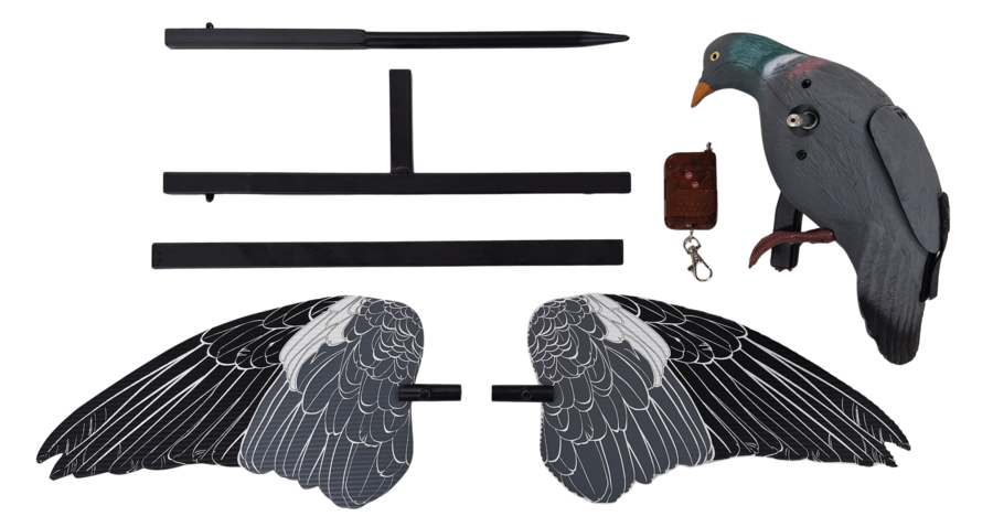 Stampo Colombaccio ad Ali Rotanti con Serigrafia Realistica completo di Telecomando, esca elettronica per il richiamo dei colombacci