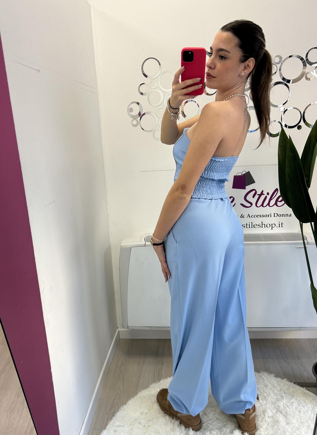 NOVITÀ Completo top a fascia e pantalone palazzo