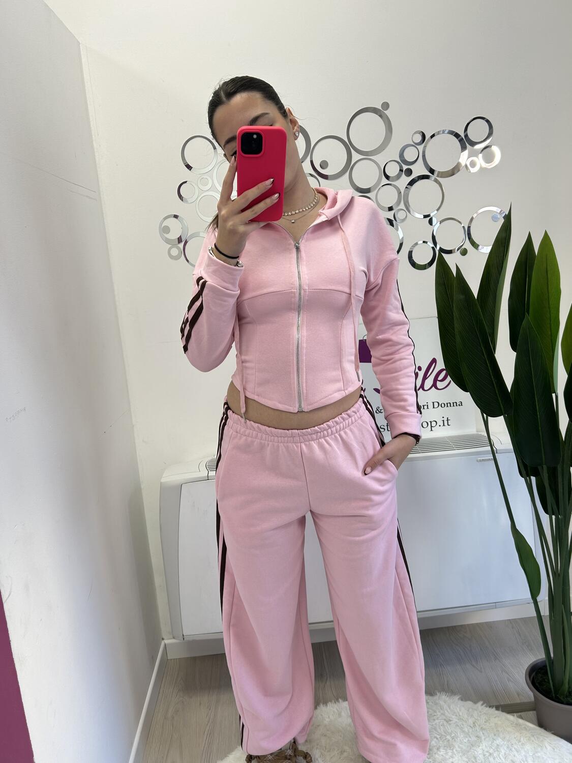 NOVITÀ Completo tuta felpa crop e pantalone baggy