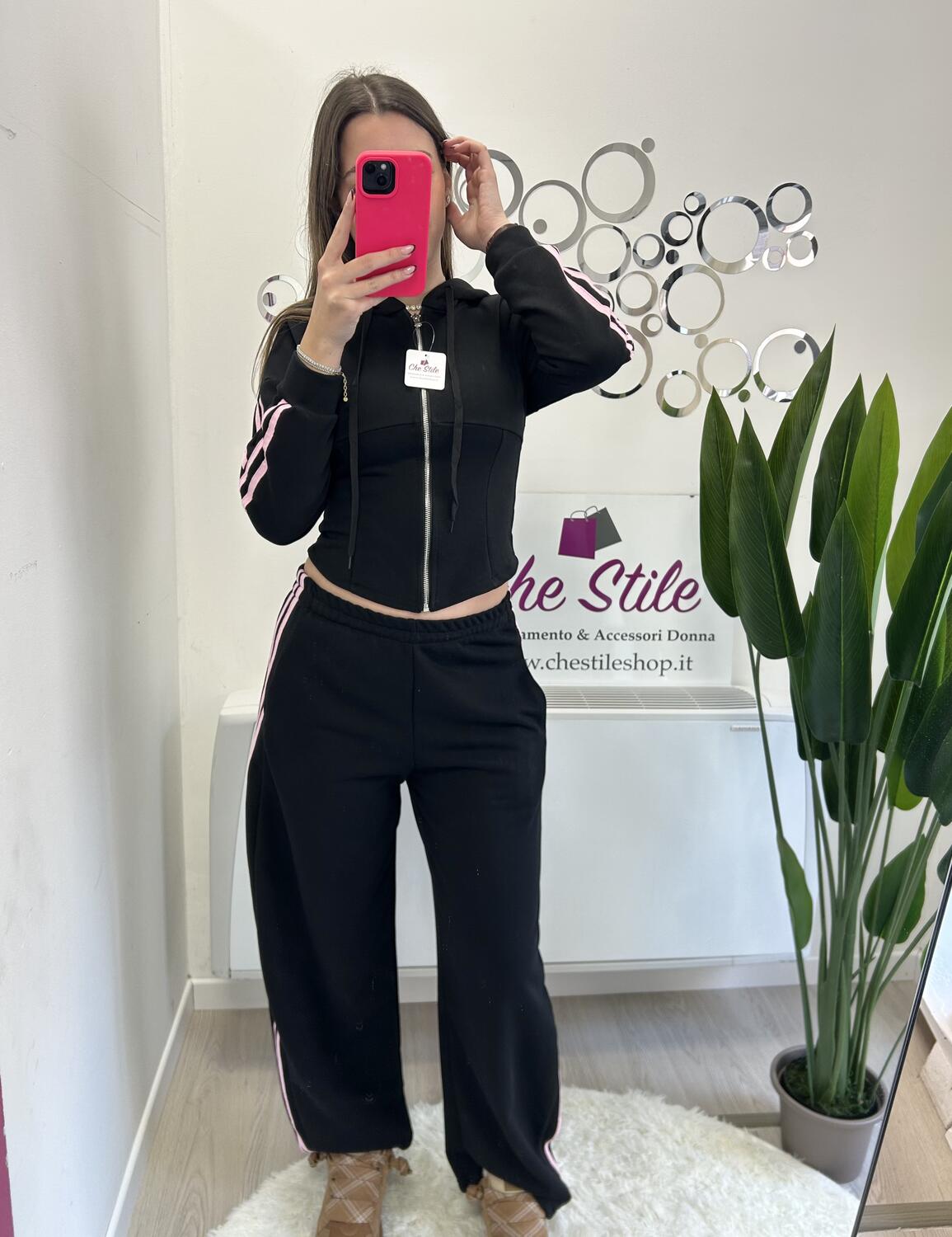 NOVITÀ Completo tuta felpa crop e pantalone baggy