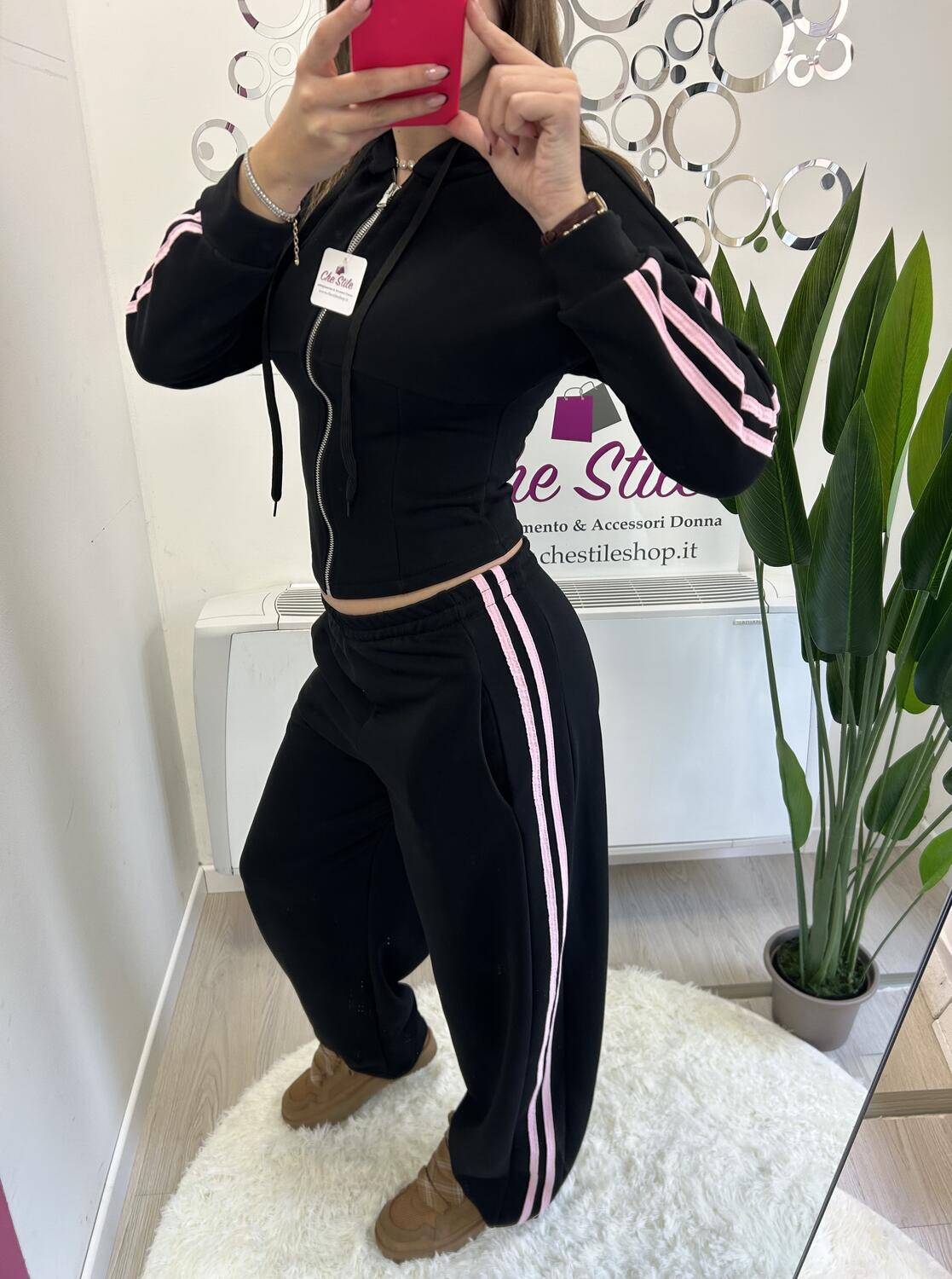 NOVITÀ Completo tuta felpa crop e pantalone baggy