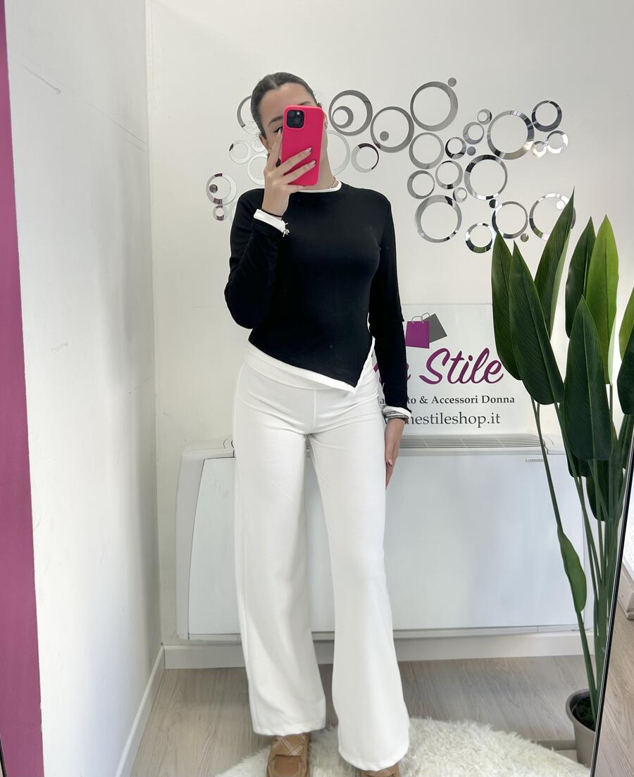 NOVITÀ Panta tuta a palazzo con risvolto