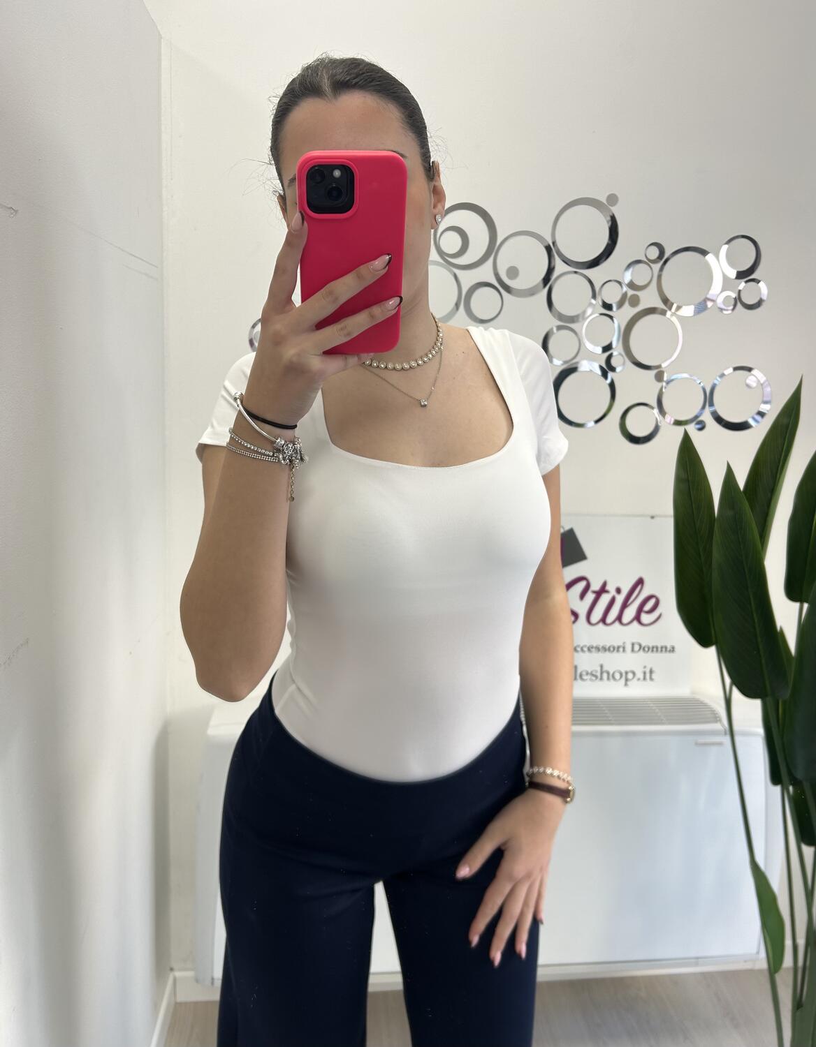 NOVITÀ Body a manica corta scollo quadrato