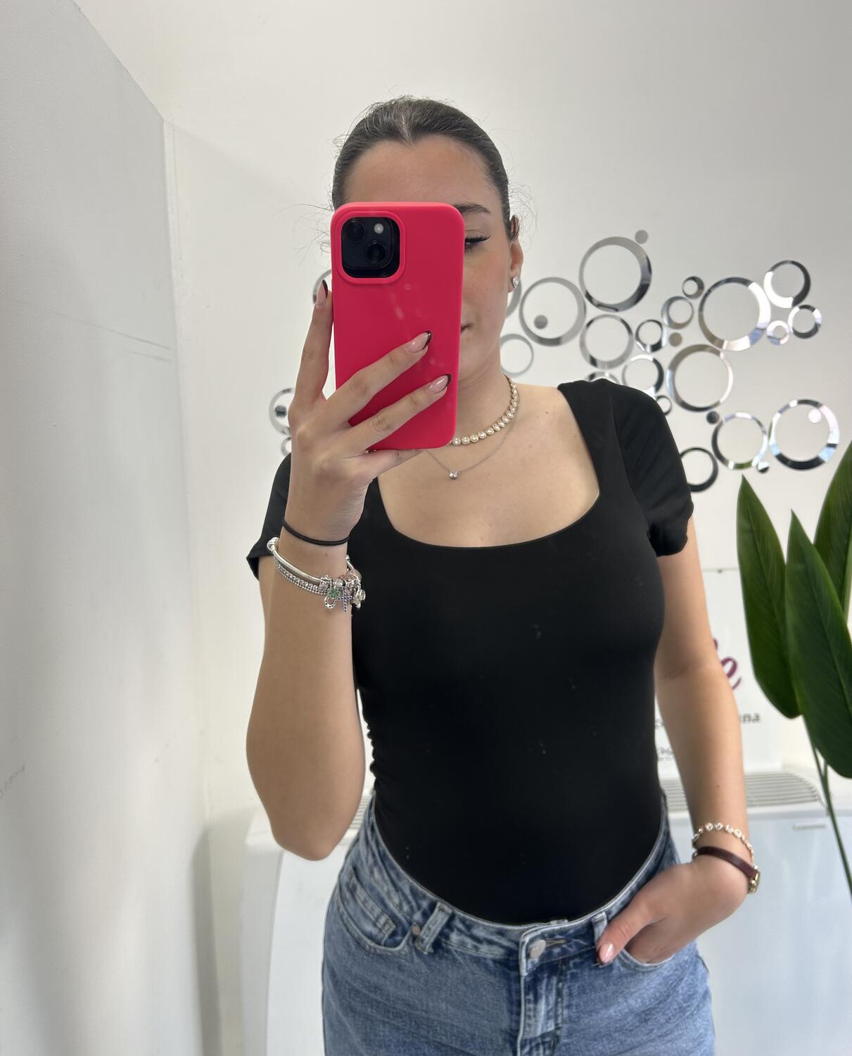 NOVITÀ Body a manica corta scollo quadrato