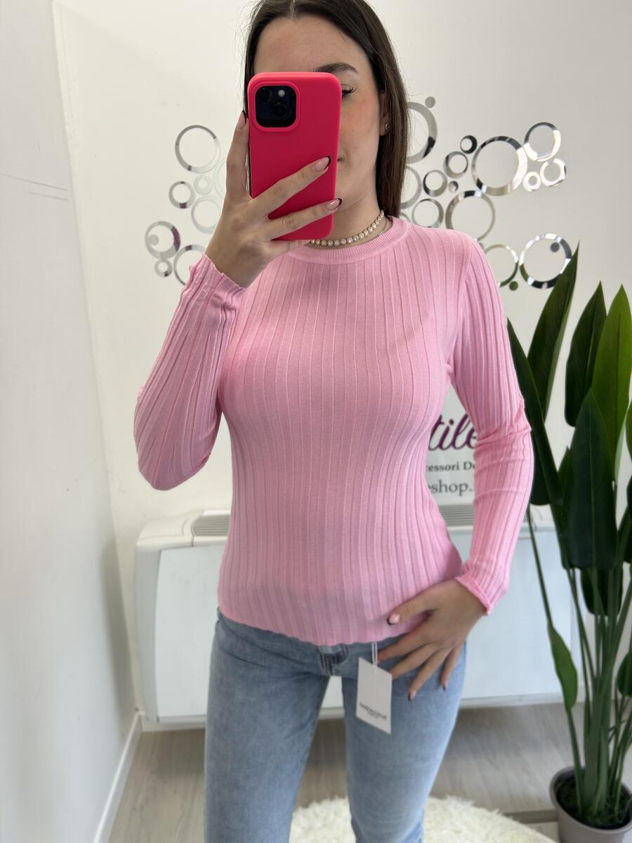 NOVITÀ Pull a costine girocollo in viscosa