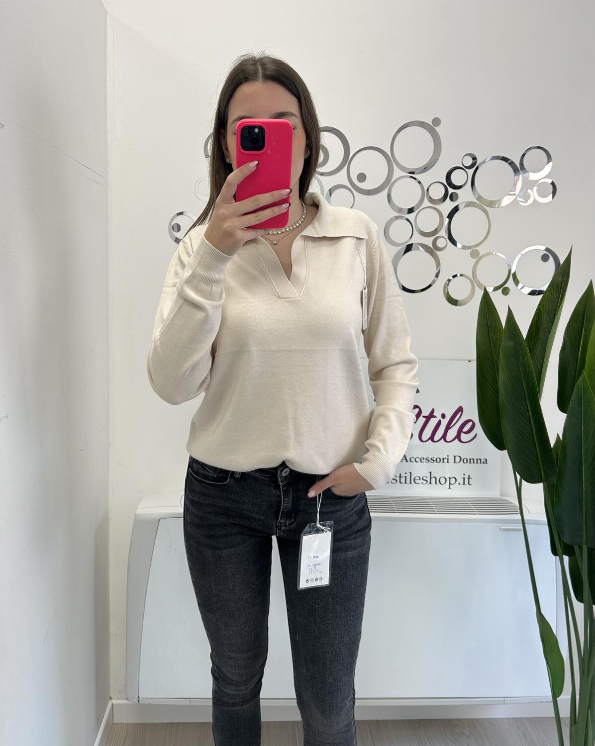 NOVITÀ Maglioncino a polo in viscosa