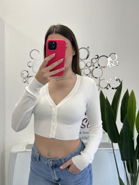 NOVITÀ Pull crop bottoncini in viscosa