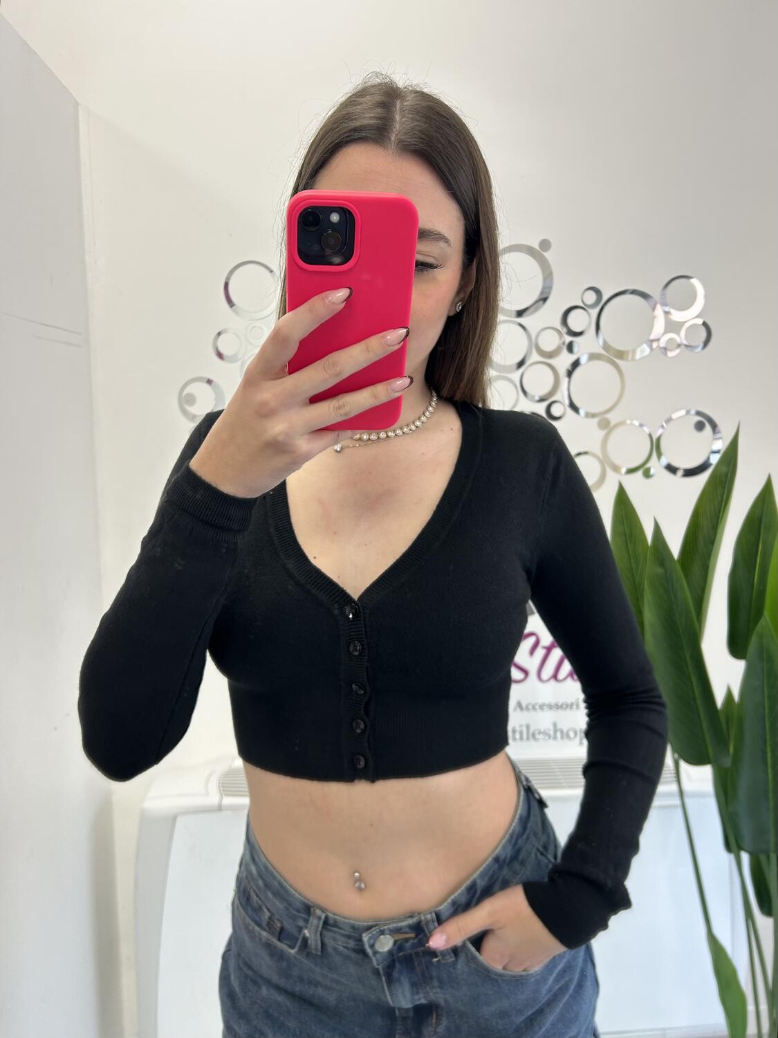 NOVITÀ Pull crop bottoncini in viscosa