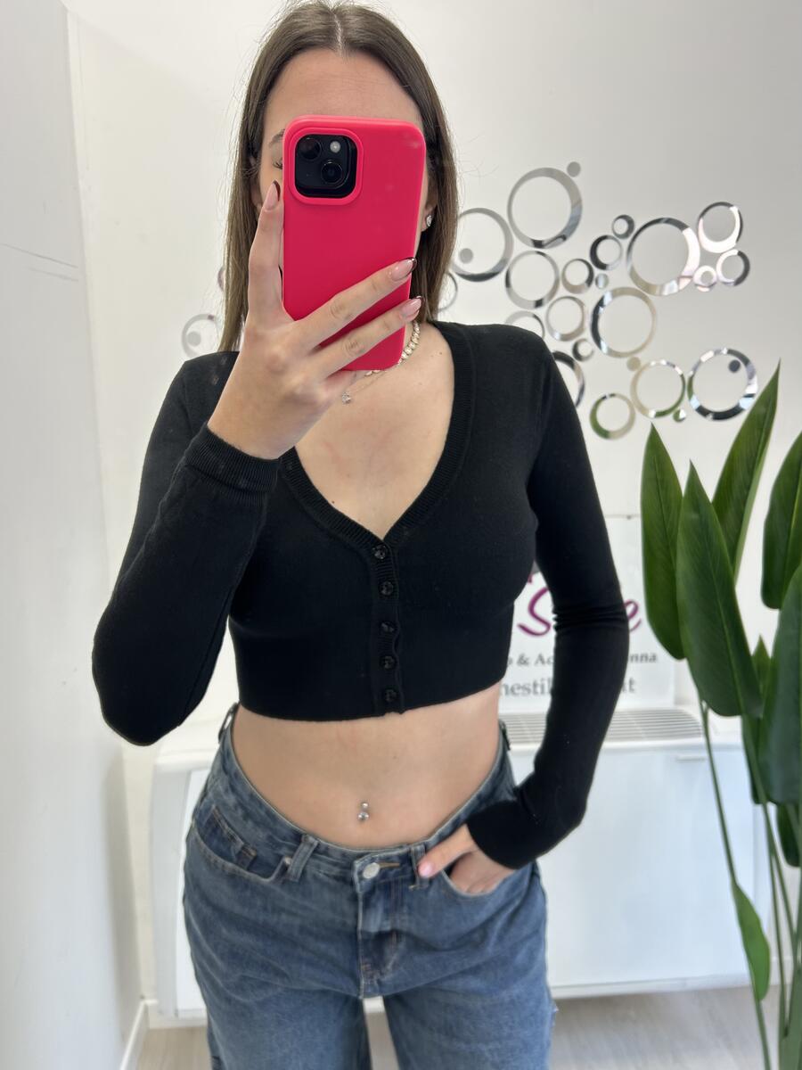 NOVITÀ Pull crop bottoncini in viscosa