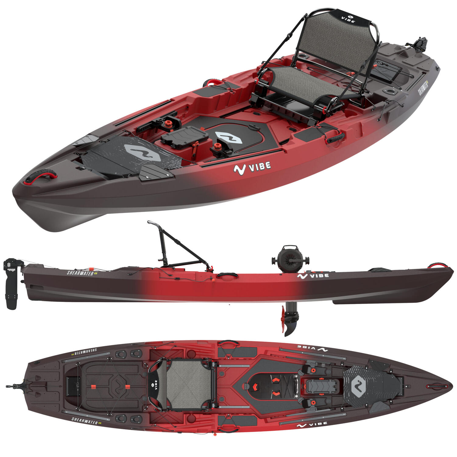 Kayak da pesca a pedali Vibe SHEARWATER 125 Impulse Drive Tsunami Red - 381 cm 