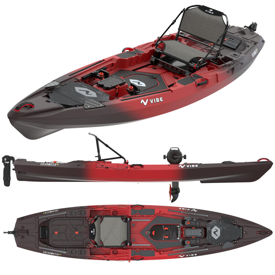 Kayak da pesca a pedali Vibe SHEARWATER 125 Impulse Drive Tsunami Red - 381 cm 
